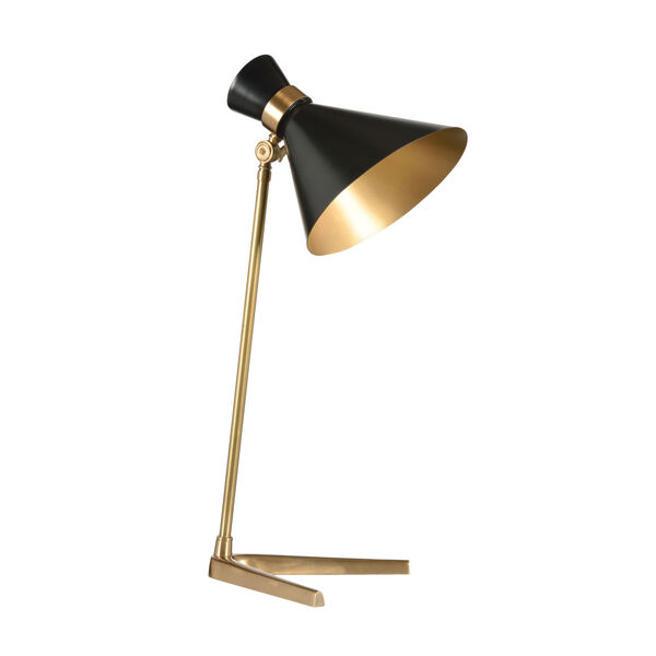 Antique Brass and Black Right Angle Table Lamp, image 1