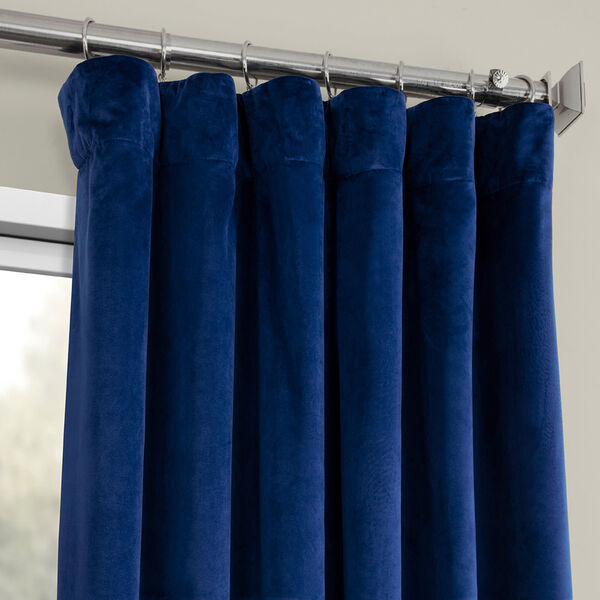 Blue Heritage Plush Velvet Curtain Single Panel, image 2