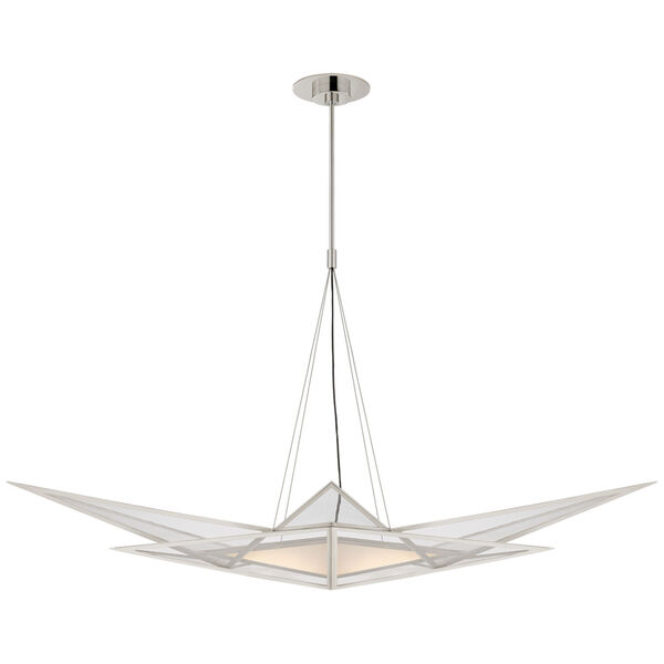 Ori Medium Linear Chandelier in Polished Nickel with Clear Lined Glass by Kelly Wearstler, image 1