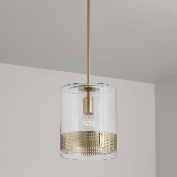 Polished Brass 10-Inch One-Light Mini Pendant with Clear Glass, image 2