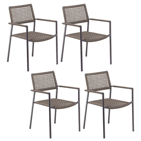 Eiland Composite Cord Mocha and Carbon Armchair- Set of 4, image 1