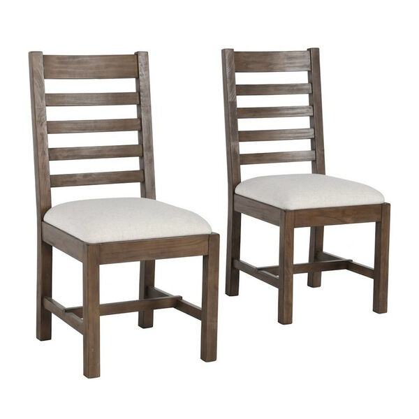 Quincy Weathered Brown and White Upholstered Dining Chair, Set of 2, image 1