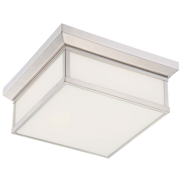 Daventry Polished Nickel Two-Light Flush Mount with White Glass, image 1