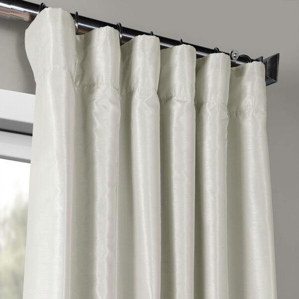 Mist Gray Vintage Textured Faux Dupioni Silk Single Curtain Panel 50 x 96, image 2