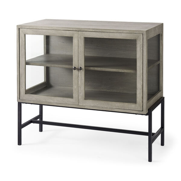 Arelius Gray and Black Two Door Accent Cabinet, image 1