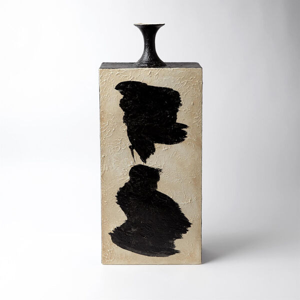 Studio A Home Cream and Black Tall Thetis Vase, image 1