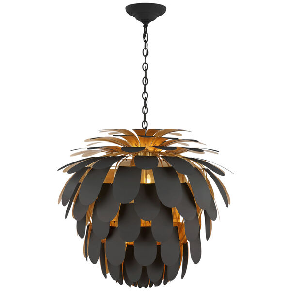 Cynara Grande Chandelier in Matte Black and Gild by Chapman and Myers, image 1