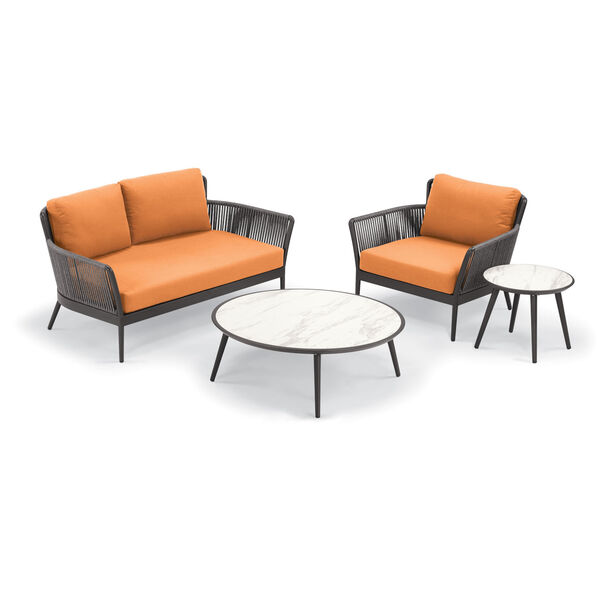 Nette Carbon and Tangerine Patio Loveseat and Table Set, 4-Piece, image 1