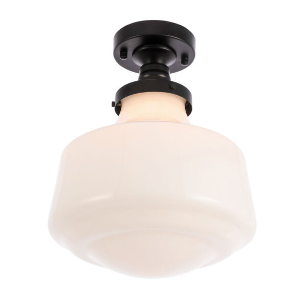 Lyle Black 11-Inch One-Light Flush Mount with Frosted White Glass, image 6