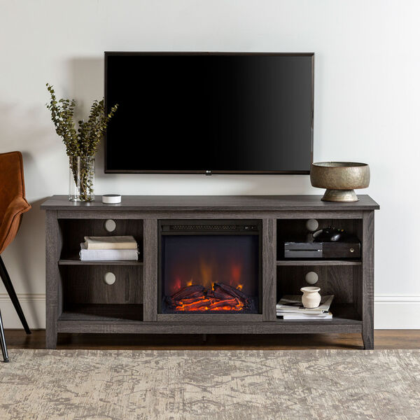 58-inch Charcoal Wood Fireplace TV Stand, image 1