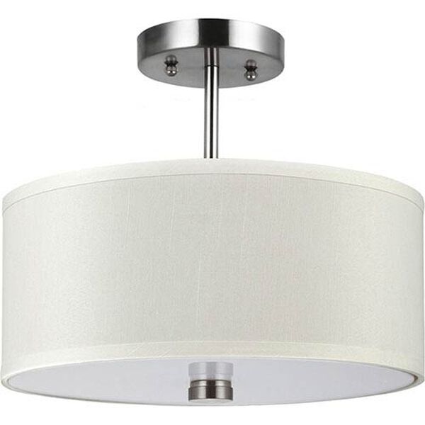 Dayna Brushed Nickel Two-Light Convertible Semi-Flush Mount with Faux Silk Shade, image 3