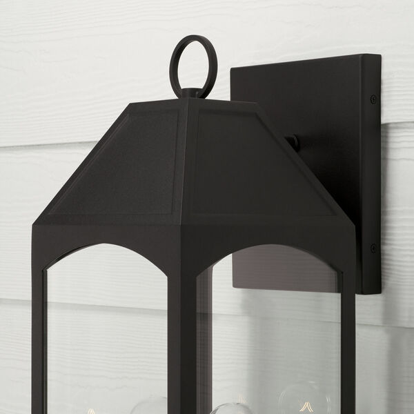 Burton Black Outdoor Two-Light Wall Lantern with Clear Glass, image 3