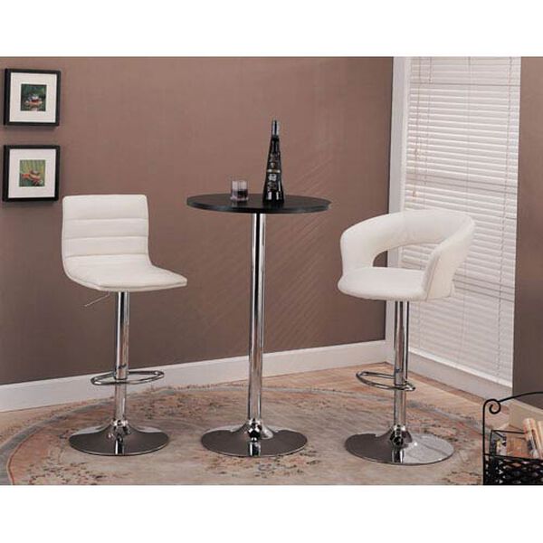 29-Inch White Upholstered Bar Chair with Adjustable Height, image 2