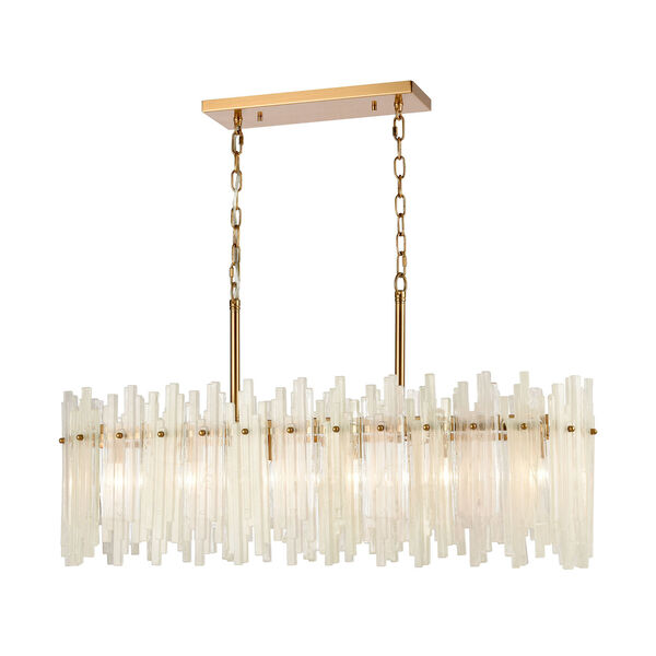 Brinicle Aged Brass and White Six-Light Chandelier, image 1
