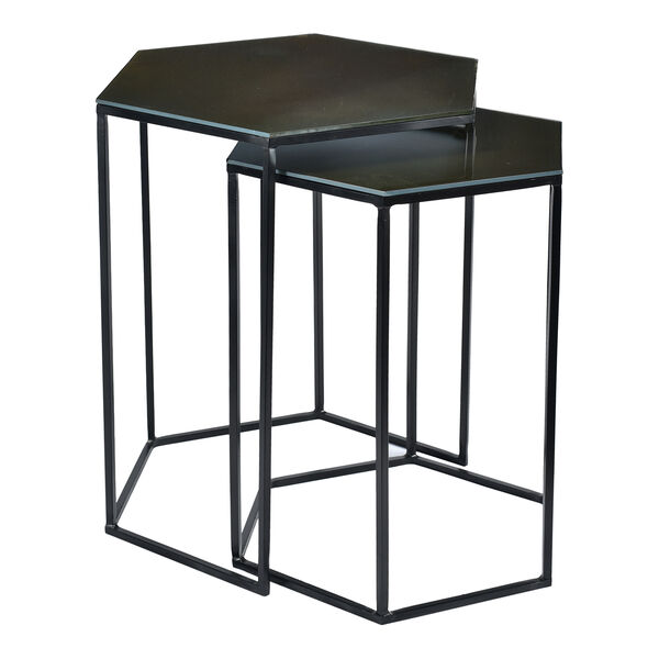 Polygon Black Glass Top Accent Table, Set Of Two, image 3