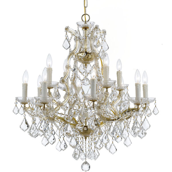 Maria Theresa Gold Thirteen Light Chandelier with Clear Italian Crystal, image 1