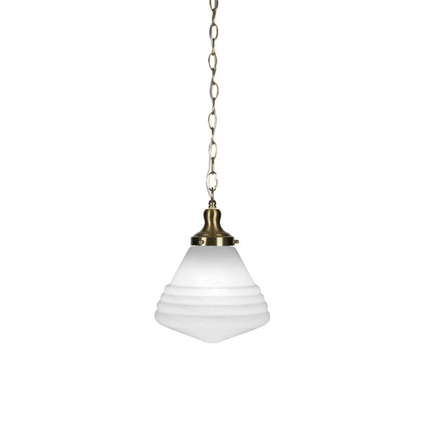 Juno New Age Brass One-Light 13-Inch Chain Hung Pendant with White Marble Glass, image 1