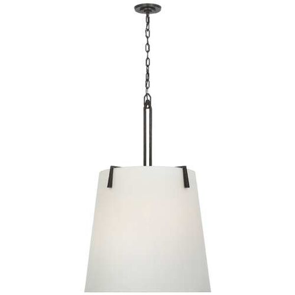 Clifford Aged Iron Six-Light Pendant with Linen Shade by Marie Flanigan, image 1