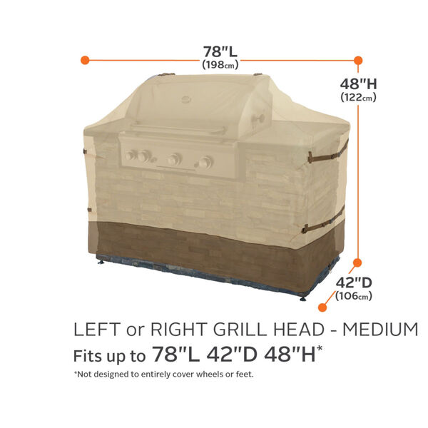 Ash Beige and Brown BBQ Grill Cover for 78-Inch Island with Left - Right Grill Head, image 4