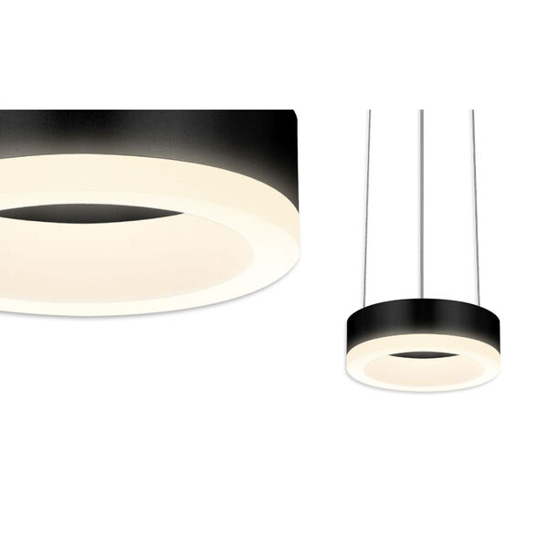 Corona Satin Black LED 6-Inch Pendant with White Etched Shade, image 3