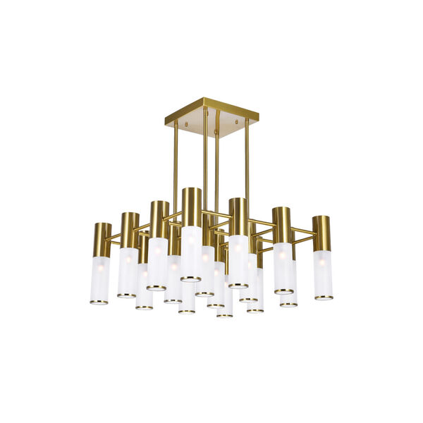 Pipes Brass 16-Light LED Down Chandelier, image 1