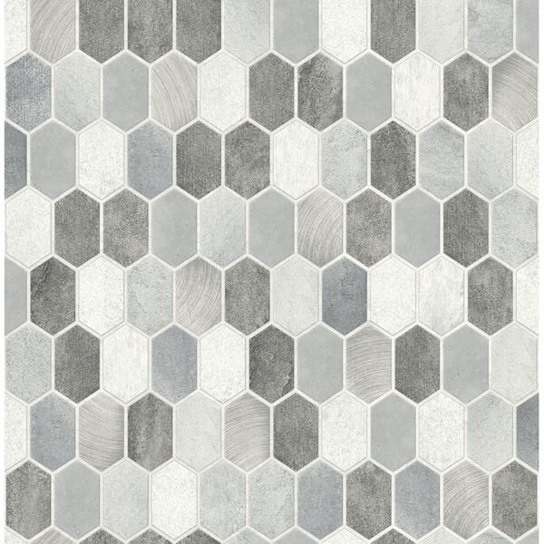 NextWall Brushed Hex Tile Peel and Stick Wallpaper, image 2