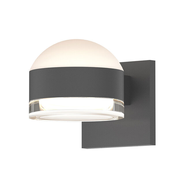 Inside-Out REALS Textured Gray Up Down LED Sconce with Cylinder Lens and Dome Cap with Clear Lens, image 1