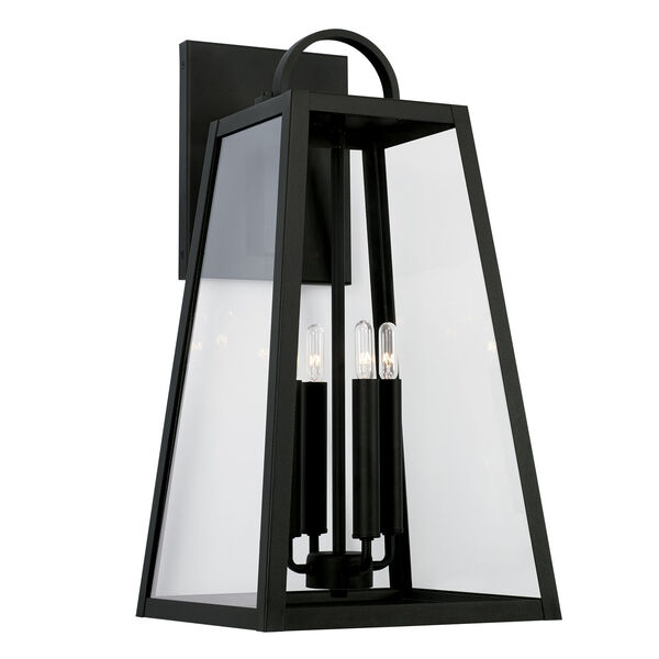 Leighton Black Four-Light Outdoor Wall Lantern with Clear Glass, image 1