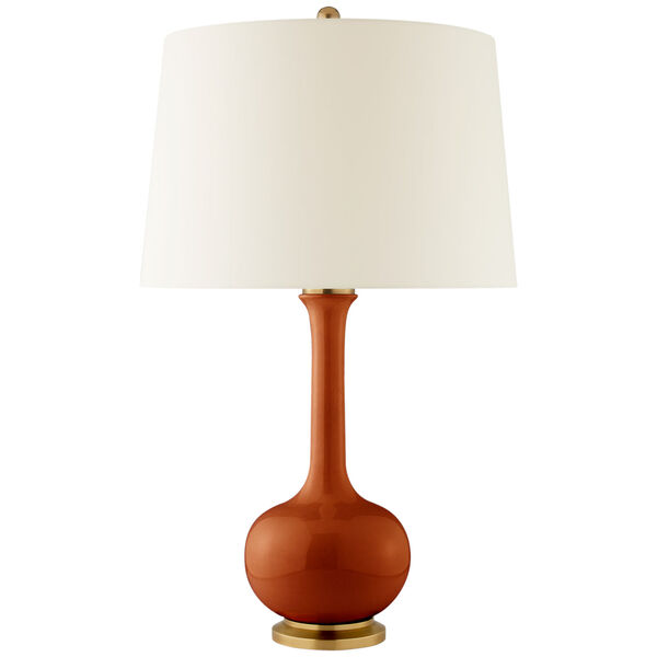 Coy Medium Table Lamp in Cinnabar with Natural Percale Shade by Christopher Spitzmiller, image 1