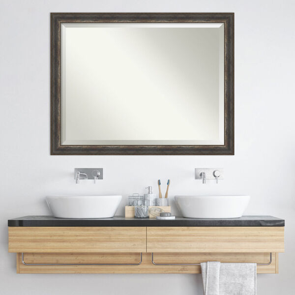 Alta Rustic Brown 45W X 35H-Inch Bathroom Vanity Wall Mirror, image 6