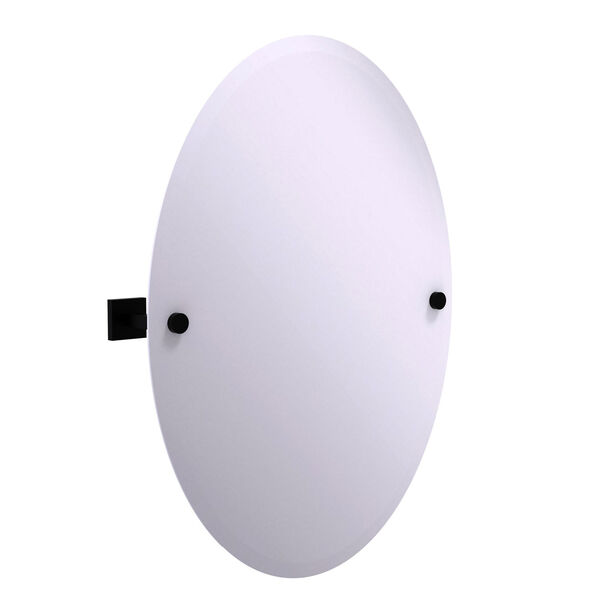 Montero Matte Black Four-Inch Frameless Oval Tilt Mirror with Beveled Edge, image 1