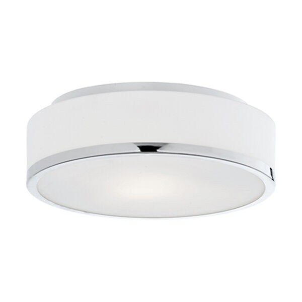 Chrome 11-Inch Two-Light Flush Mount with White Opal Glass, image 1