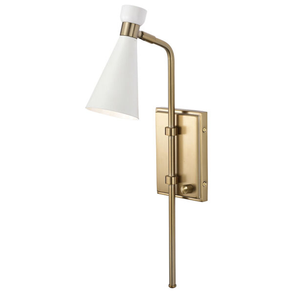 Prospect Matte White and Burnished Brass One-Light Wall Sconce, image 2