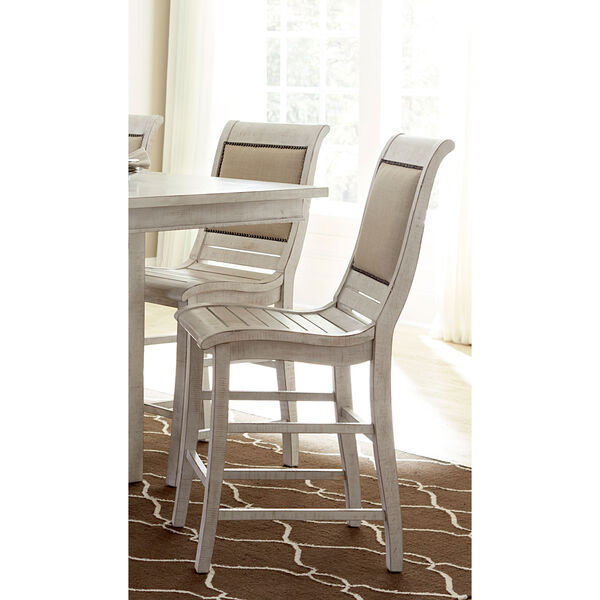 Willow Distressed White Counter Upholstered Chair, Set of 2, image 3