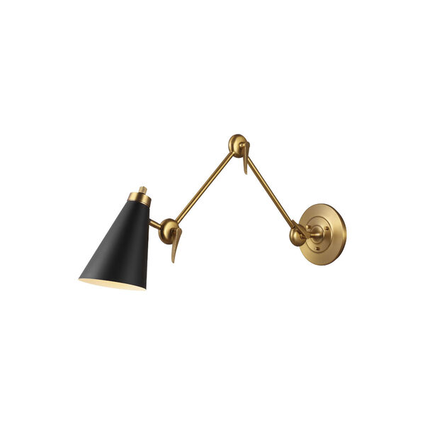 Signoret Burnished Brass and Black One-Light Swing Arm Wall Sconce, image 3
