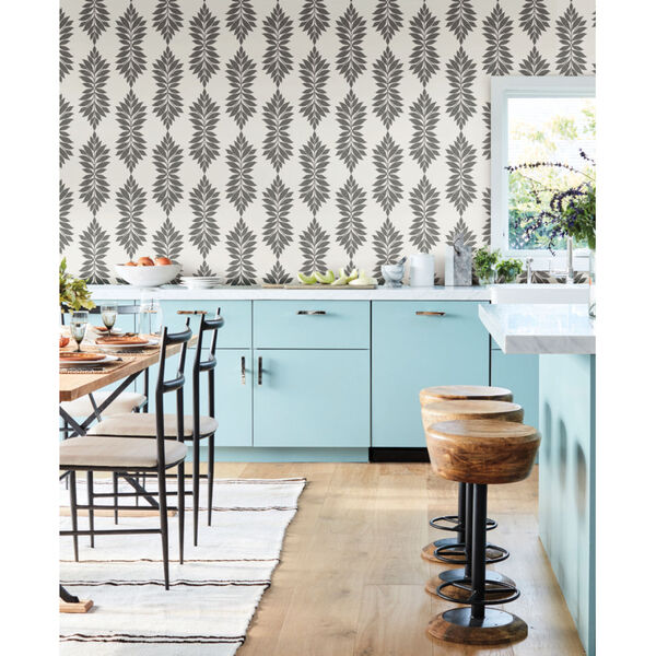 Waters Edge Gray Off White Broadsands Botanica Pre Pasted Wallpaper, image 1