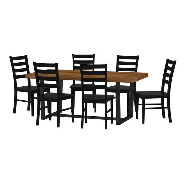 Parker Rustic Oak and Black Dining Table and 6 Chairs, 7-Piece, image 3