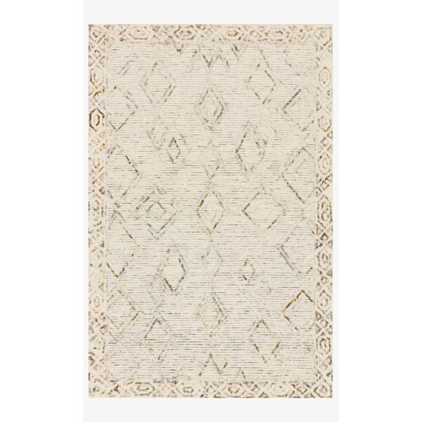 Justina Blakeney Leela Ivory and Lagoon Rectangle: 7 Ft. 9 In. x 9 Ft. 9 In. Rug, image 1