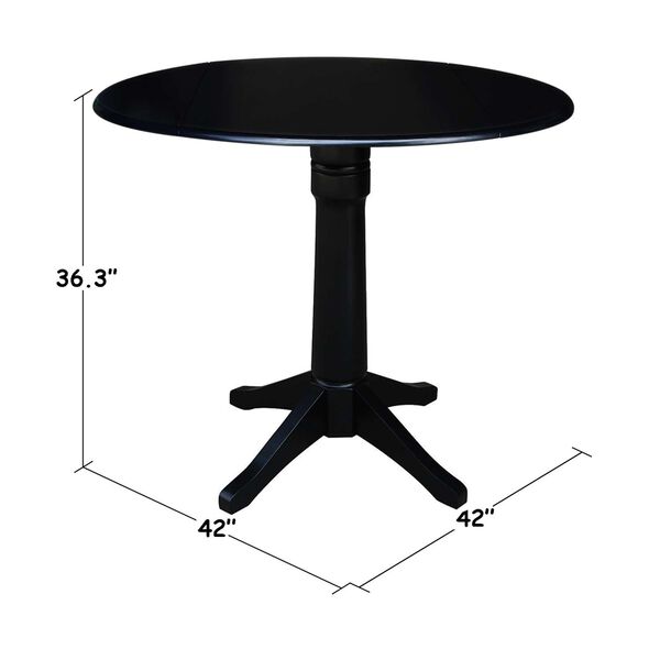 Black 36-Inch High Round Dual Drop Leaf Pedestal Dining Table, image 5