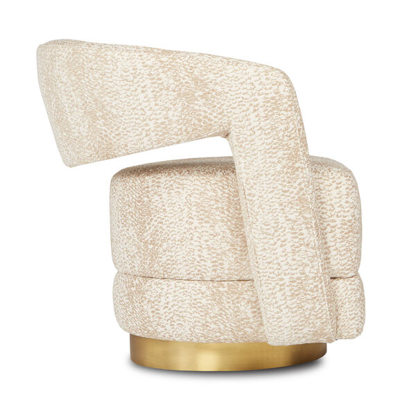 Maren Ivory and Brass Wild Natural Swivel Chair, image 3