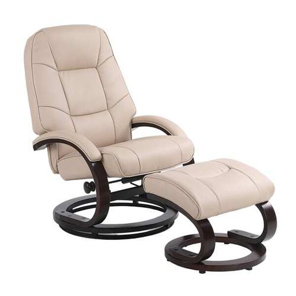 Sundsvall Khaki and Chocolate Air Leather Recliner with Ottoman, Set of 2, image 1