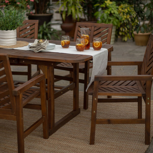 Dark Brown 35-Inch Four-Piece Extendable Outdoor Dining Set, image 3