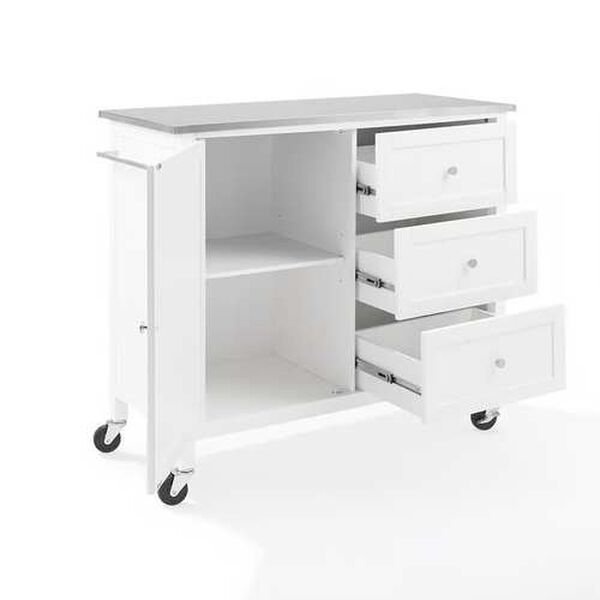 Soren White and Stainless Steel Top Kitchen Island, image 4