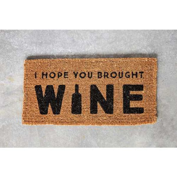Brown I Hope You Brought Wine Rectangle Coir Doormat, image 2