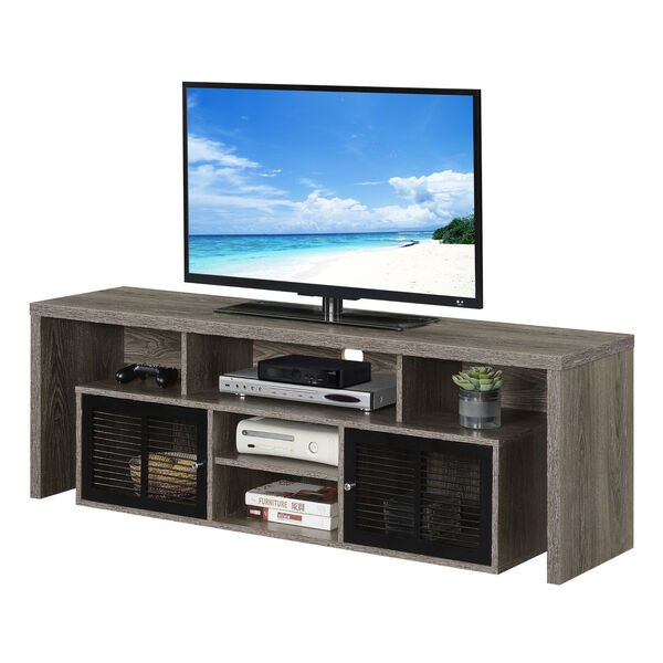 Lexington Weathered Gray Black 60-Inch TV Stand with Storage Cabinets and Shelves, image 3