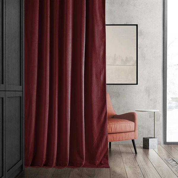 Signature Burgundy Blackout Velvet Pole Pocket Single Panel Curtain 50 x 96, image 3