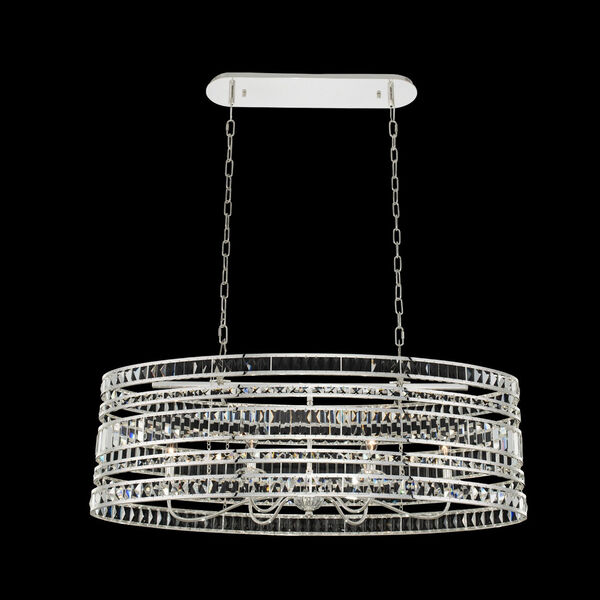 Strato Polished Silver Six-Light Island Chandelier with Firenze Crystal, image 2