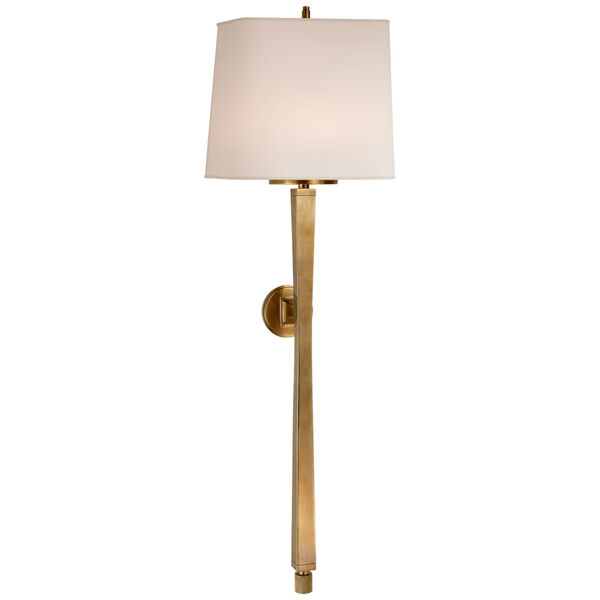 Edie Baluster Sconce in Hand-Rubbed Antique Brass with Natural Paper Shade by Thomas O'Brien, image 1
