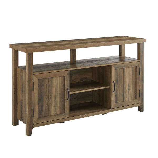 Rustic Oak Grooved Door Tall TV Stand, image 1