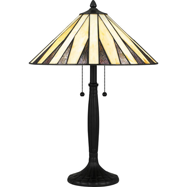 Legend Matte Black Two-Light Tiffany Table Lamp, image 5